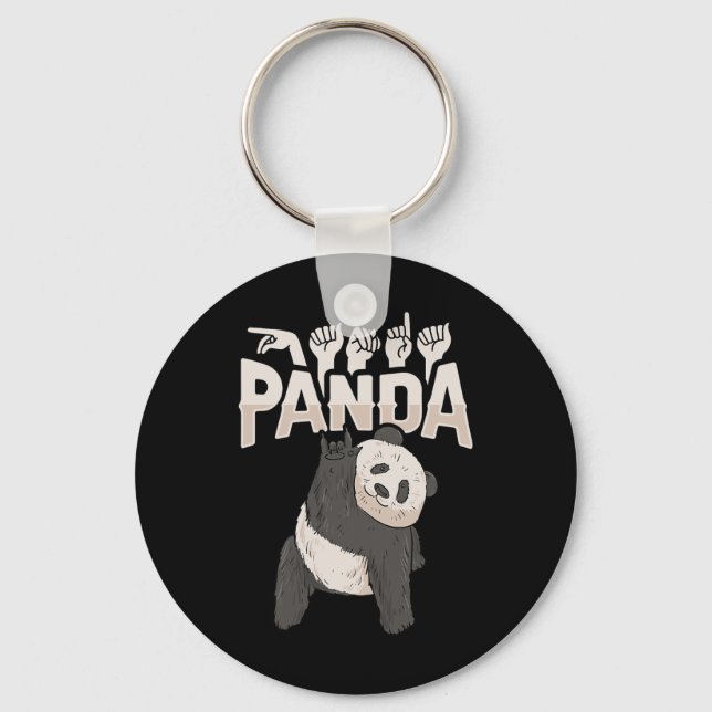 Porte-clés ILY Panda ASL Geste MAIN Sourde Perte d'audition C (Recto)