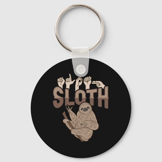 Porte-clés Ily Sloth Asl geste de la main pour la sensibilisa (Recto)
