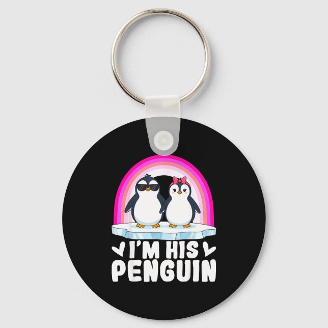 Porte-clés I'm Her Penguin Matching Couple Valentine Love Hea (Recto)