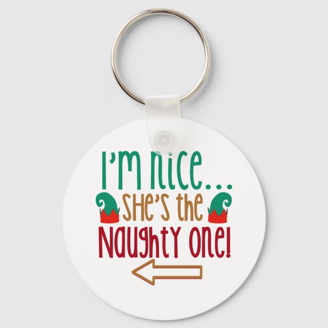 Porte-clés Im Nice Shes Naughty Elf Casquette (Recto)