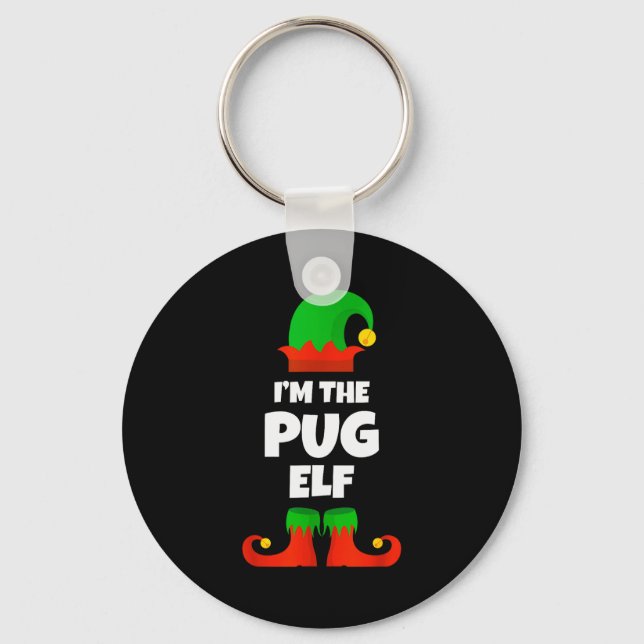 Porte-clés I'm The Pug Elf Family Pajama Christmas Funny Dog  (Recto)