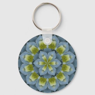 Porte-clés Image bleue 2 de mandala d'hortensia