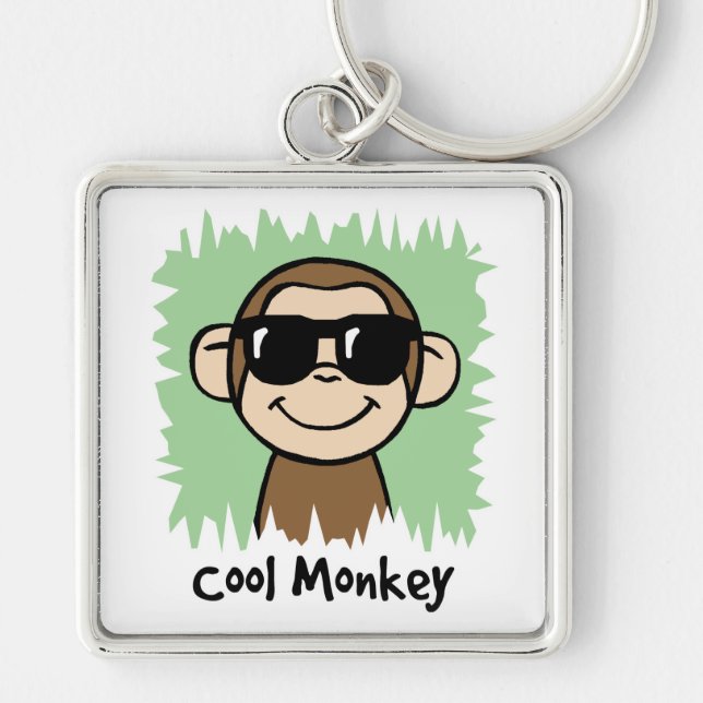 Porte-clés Image de dessin animé de singe cool avec des lunet (Devant)
