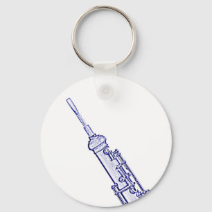 Porte-clés Image de hautbois sur le porte - clé bleu