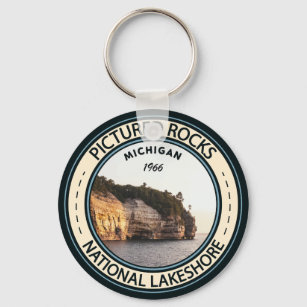Porte-clés Image de Rocks National Lakeshore Michigan Badge