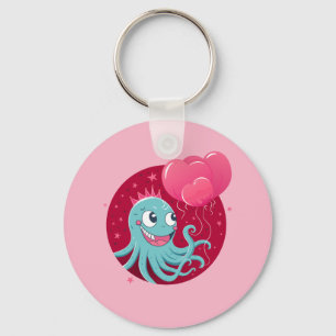 Porte-clés Image mignonne d'un poulpe tenant des ballons