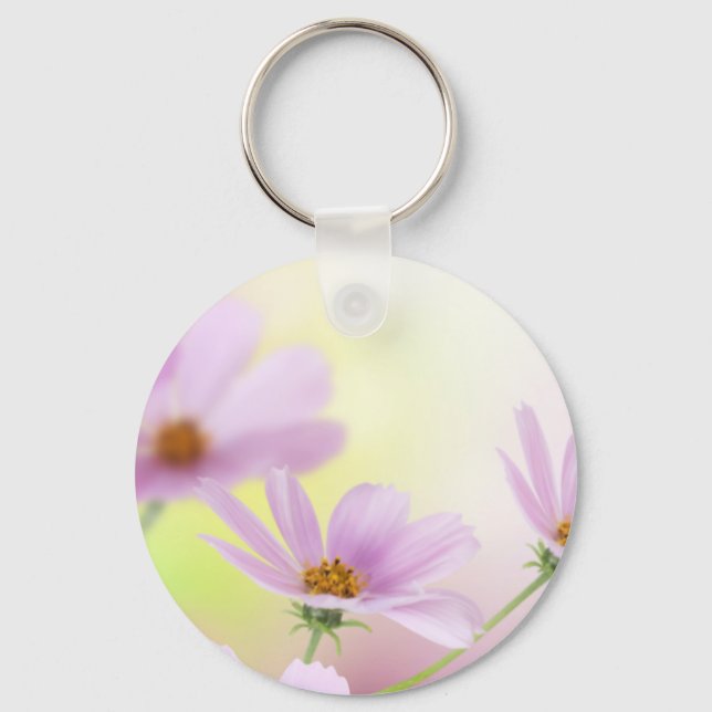Porte-clés Image personnalisé & Fleur rose aquarelle (Recto)