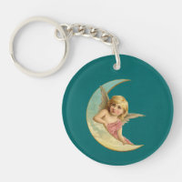 Image vintage - Angel assis sur une lune de croiss
