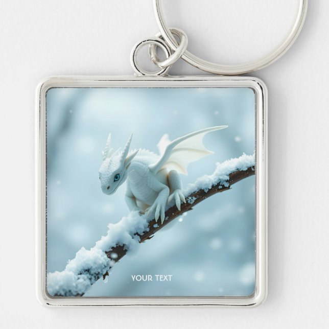 Porte-clés Imaginaire Bébé blanc mignon Dragon (Devant)