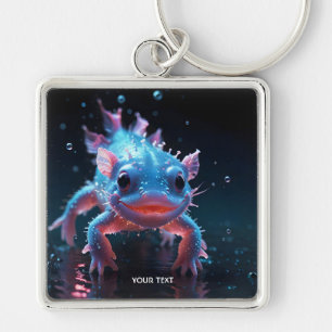 Porte-clés Imaginaire bleu mignon Axolotl souriant