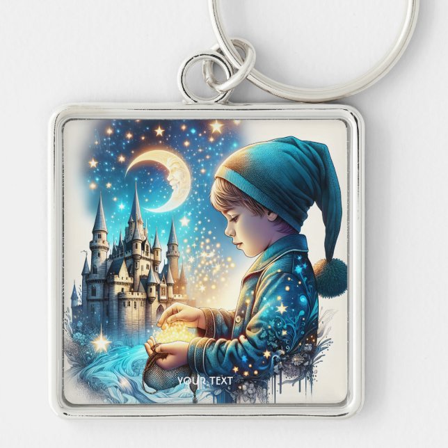Porte-clés Imaginaire bleu mignon pyjama enfant (Devant)