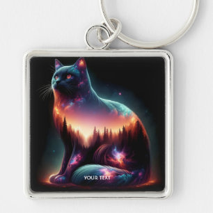 Porte-clés Imaginaire Cute Chat Double Exposition