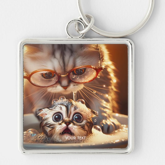 Porte-clés Imaginaire Cute Chat Laver Kitten (Devant)
