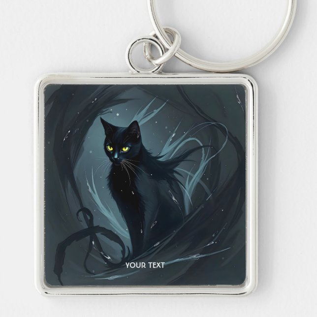 Porte-clés Imaginaire Cute Chat Nuit Noire (Devant)
