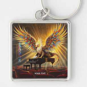 Porte-clés Imaginaire Cute Griffon Jouer Piano