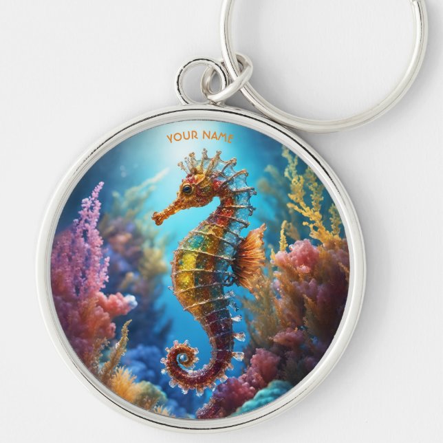 Porte-clés Imaginaire Cute Transparent Crystal Seahorse (Devant)