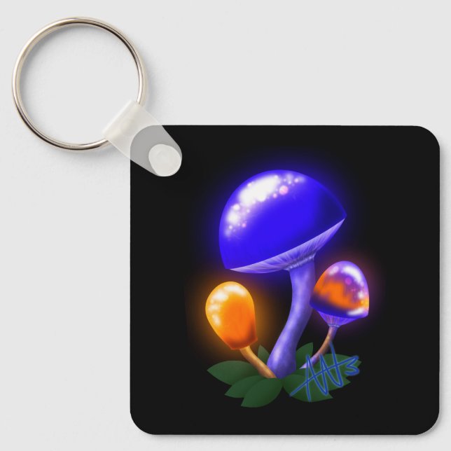 Porte-clés Imaginaire Dapperling Orange & Blue Mushroom Metal (Recto)