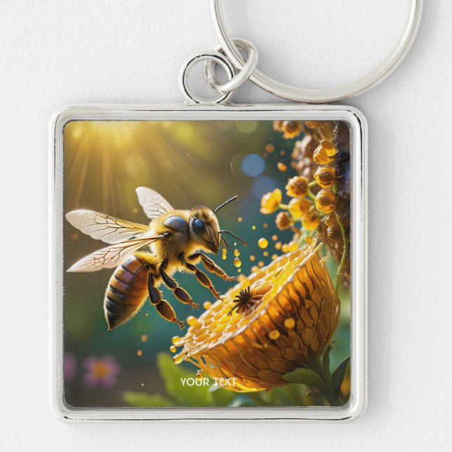 Porte-clés Imaginaire Fleurs d'abeilles mignonnes soleil (Devant)
