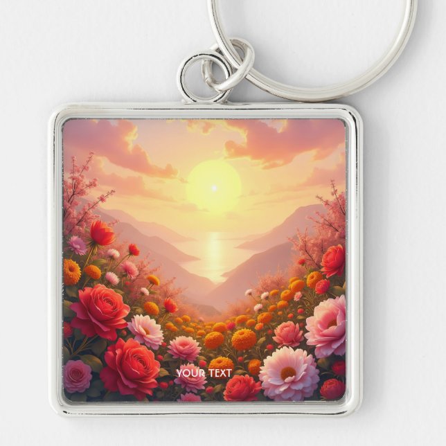 Porte-clés Imaginaire Fleurs de rivière mignonne Coucher de s (Devant)