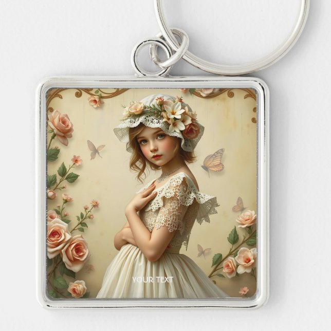 Porte-clés Imaginaire Fleurs Victoriennes mignonnes  (Devant)