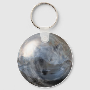 Porte-clés Imaginaire Gray Wolf Crystal Ball Magie Animal