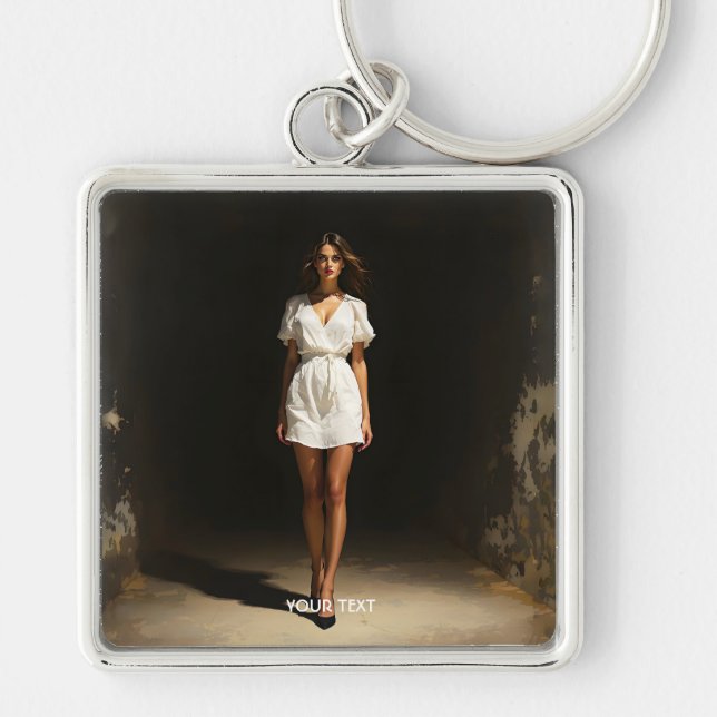 Porte-clés Imaginaire jolie robe blanche fille (Devant)