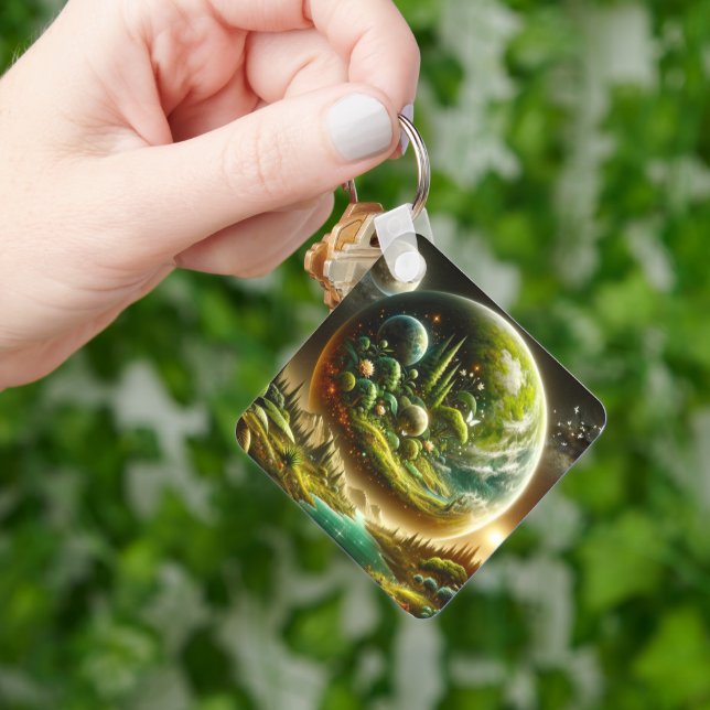 Porte-clés Imaginaire Magique Planète Avec Nature Céleste (main)