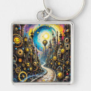 Porte-clés Imaginaire mignon Abstrait Steampunk City