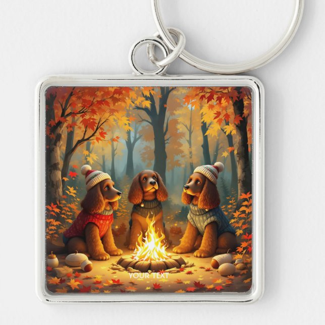 Porte-clés Imaginaire mignon trois chiens d'automne (Devant)