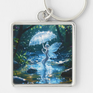 Porte-clés Imaginaire mignonne fille eau parapluie