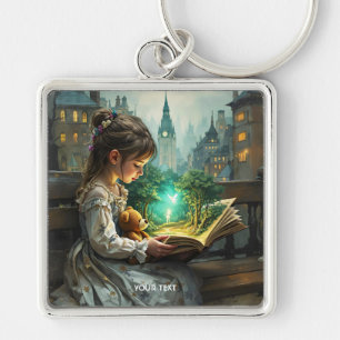Porte-clés Imaginaire mignonne jeune fille lecture