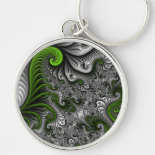 Porte-clés Imaginaire Monde Vert Et Gris Art Fractal Abstrait