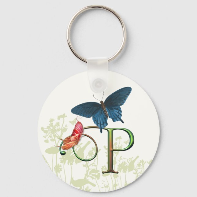 Porte-clés Imaginaire papillon monogramme P (Recto)