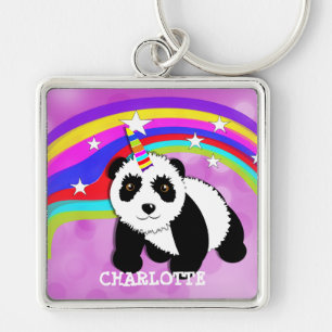 Porte-clés Imaginaire Rainbow Panda Unicorn Cute Personnalisé