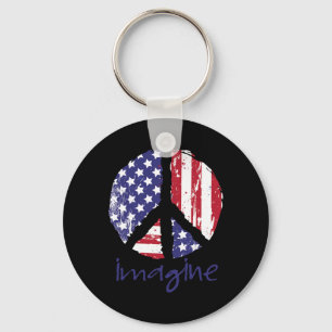 Porte-clés Imagine Peace Drapeau Américain Usa Signe De Paix