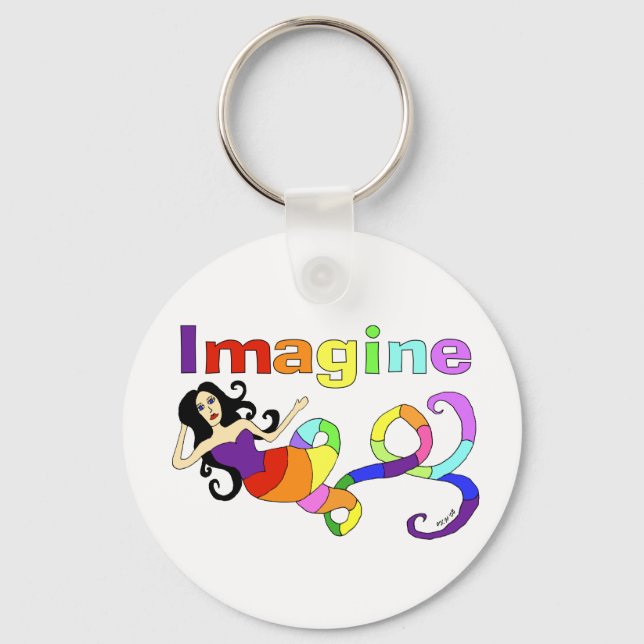 Porte-clés Imaginez la sirène arc-en-ciel (Recto)