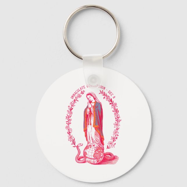 Porte-clés Immaculée Conception 8 déc Vierge Marie Catholique (Recto)