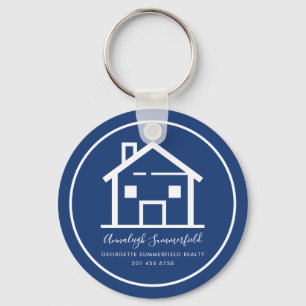 Porte-clés Immobilier moderne Blue Custom Business