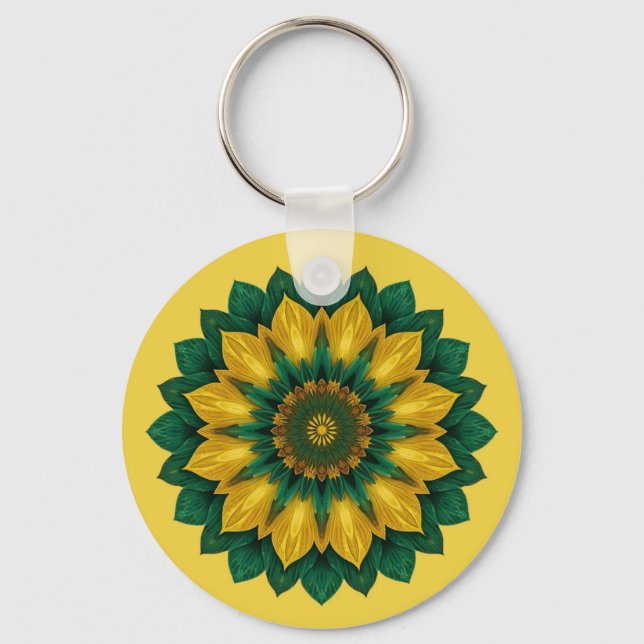 Porte-clés Imperial Solar Flower Mandala Luxury Keychain  (Recto)