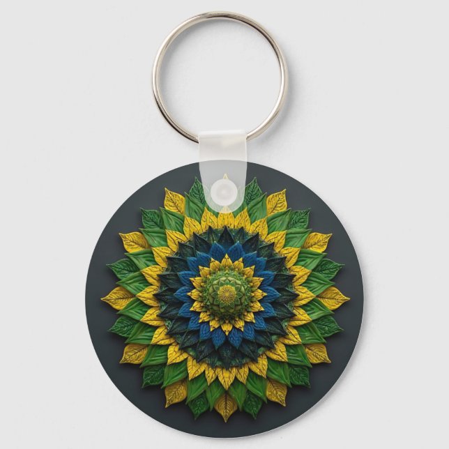 Porte-clés Imperial Solar Leaf Mandala Luxury Keychain - Emer (Recto)