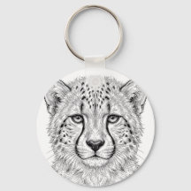 Porte-clés impression bébé guépard noir et blanc