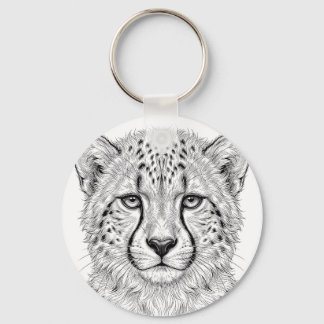 Porte-clés impression bébé guépard noir et blanc
