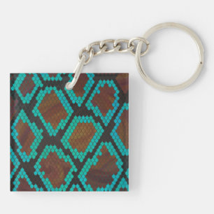 Porte-clés Impression Brown et Turquoise de serpent