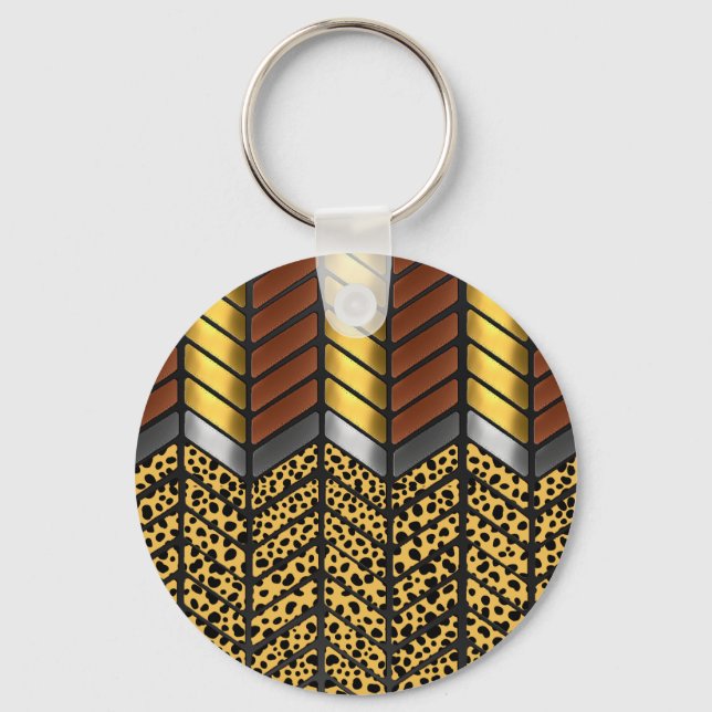 Porte-clés Impression d'animal de guépard à chevron zigzag mo (Recto)