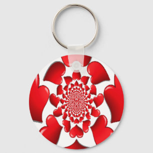 Porte-clés Impression d'art à motif de cœurs rouges romantiqu