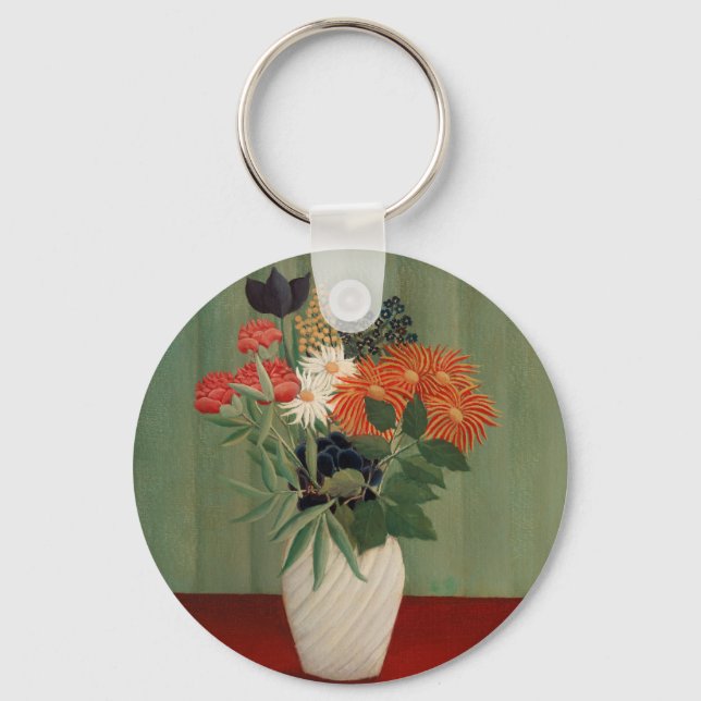 Porte-clés Impression d'art floral vert sauge Henri Rousseau  (Recto)
