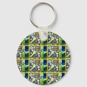 Porte-clés Impression d'art mosaïque amusante contemporaine –