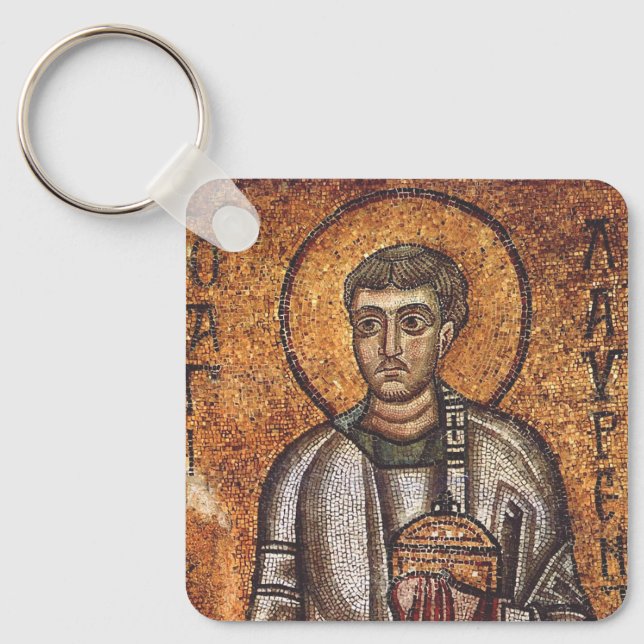 Porte-clés Impression d'art mosaïque orthodoxe Saint Laurent (Recto)