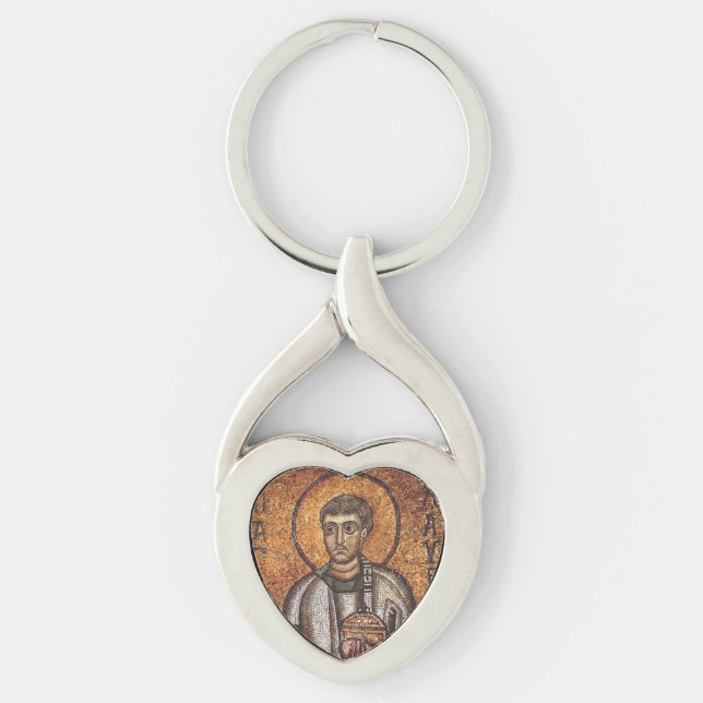 Porte-clés Impression d'art mosaïque orthodoxe Saint Laurent (Devant)