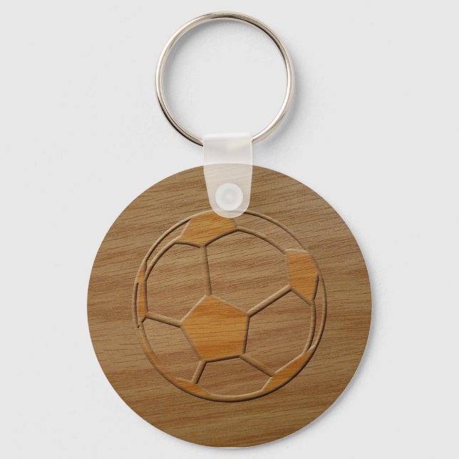 Porte-clés Impression De Boule De Football En Bois (Recto)
